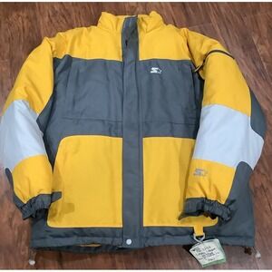 STARTER Heavy Duty Down Winter Jacket Coat Men's Large Yellow Gray Gold